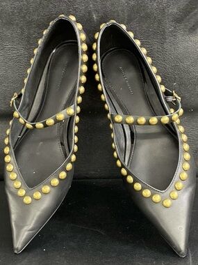 Rebecca Minkoff Milan Studded Mary Jane Flats in Black, Size 9